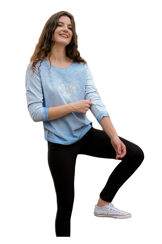 Shirt 3/4 Peaceful Lotus - Blue/Silver