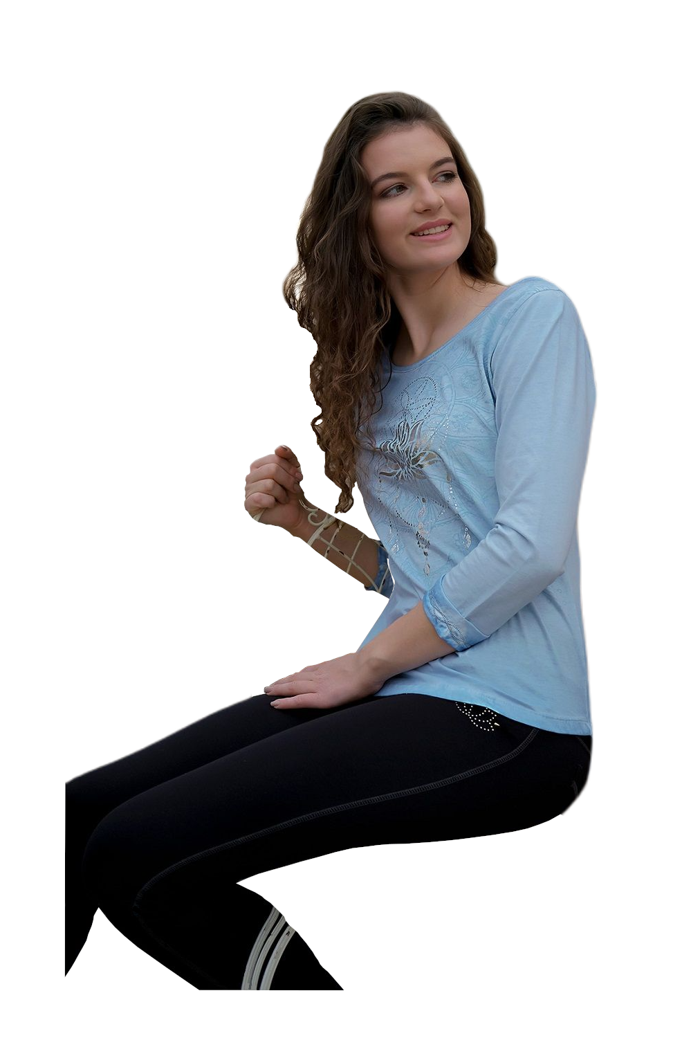Shirt 3/4 Peaceful Lotus - Blue/Silver
