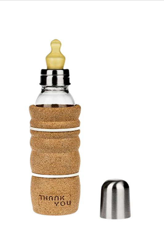 Baby bottle Thank you 0.3 liters for hot drinks - with cork coating