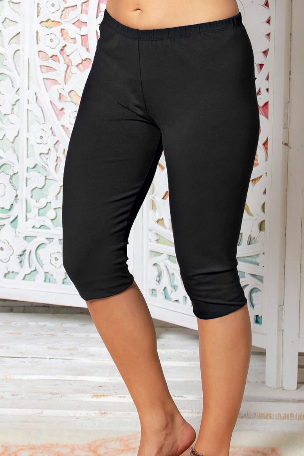Leggings black knee-short