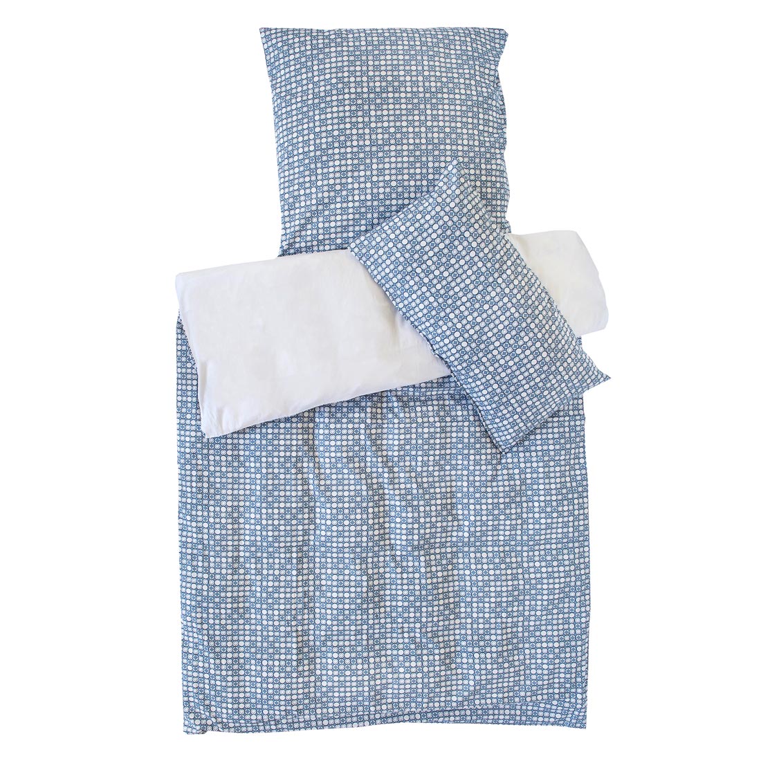 Pillowcase cotton satin white blue