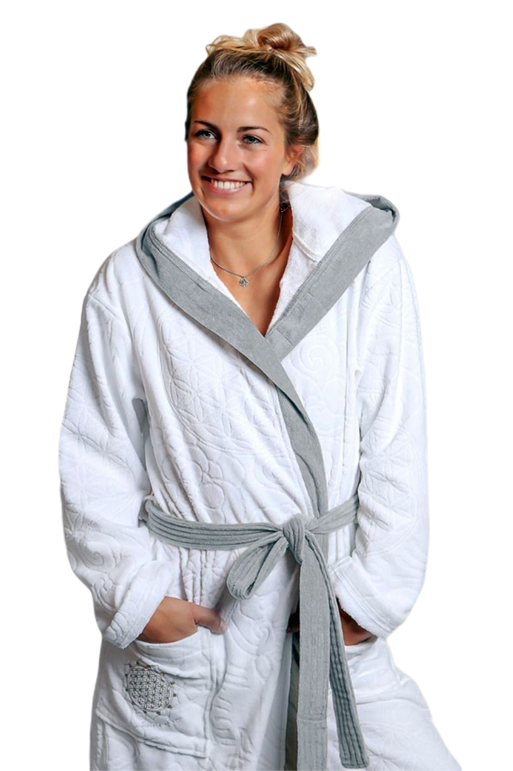 Bathrobe white/grey