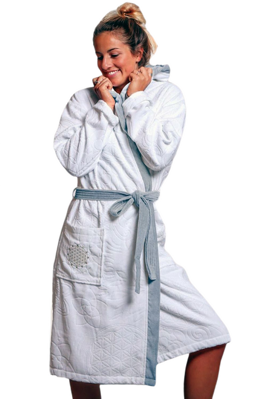 Bathrobe white/grey