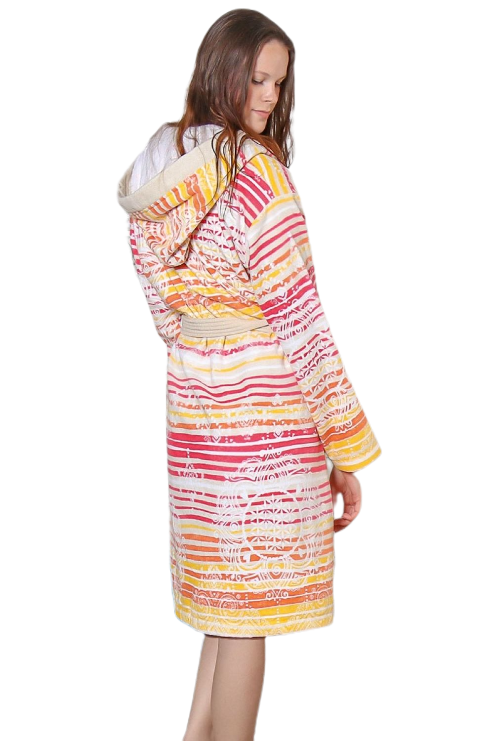 Organic cotton bathrobe - orange/pink