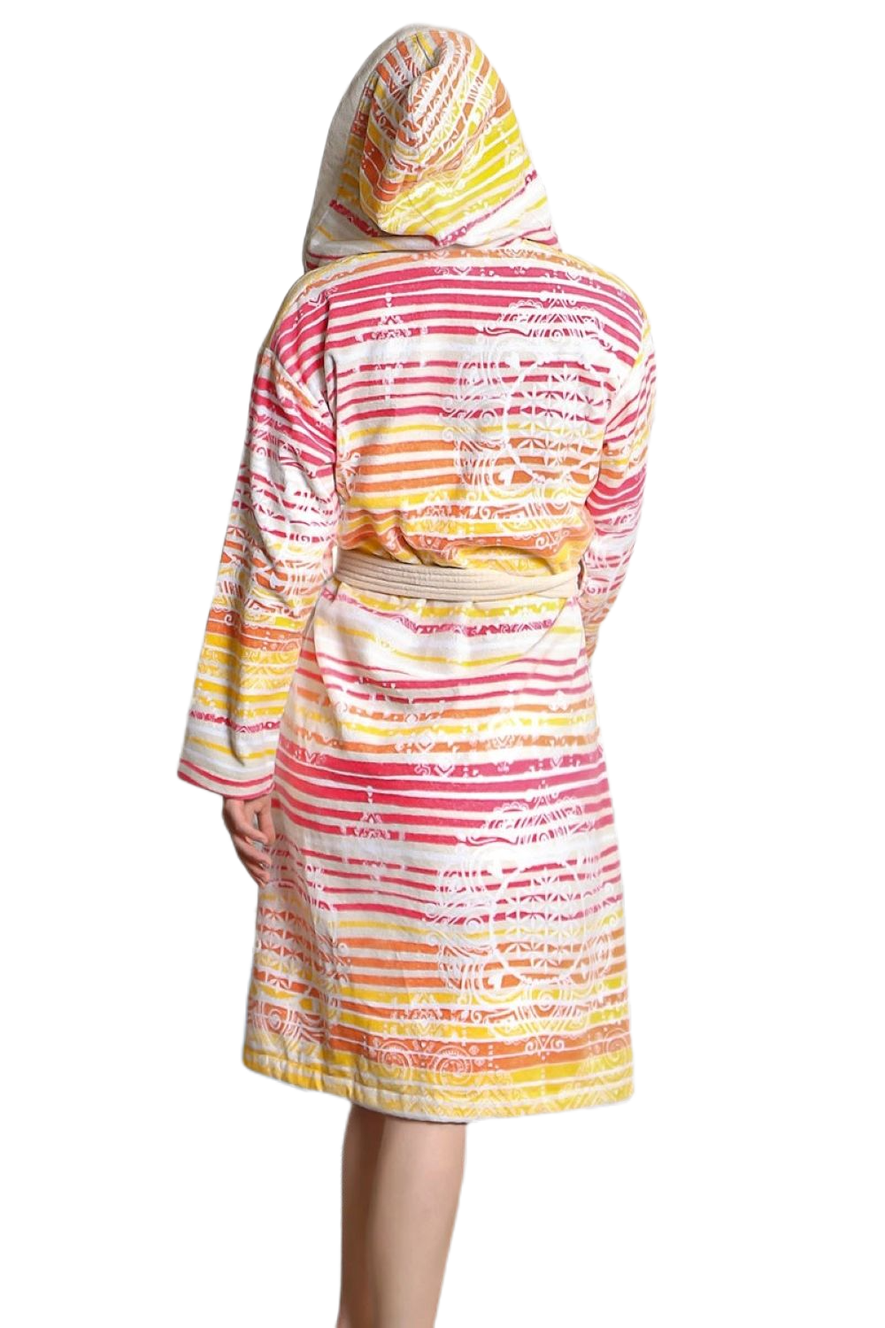 Organic cotton bathrobe - orange/pink