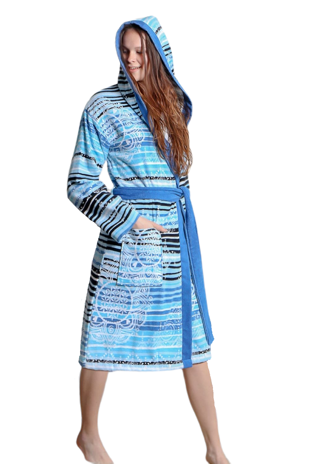 Organic cotton bathrobe - azure/blue