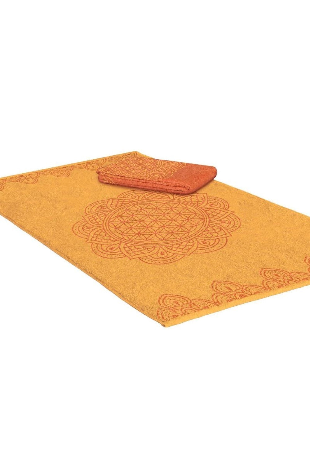 Fengshui terry towel - sun salutation/coral