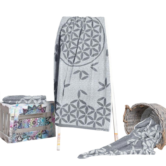 Fengshui terry towel - pebble/silver grey