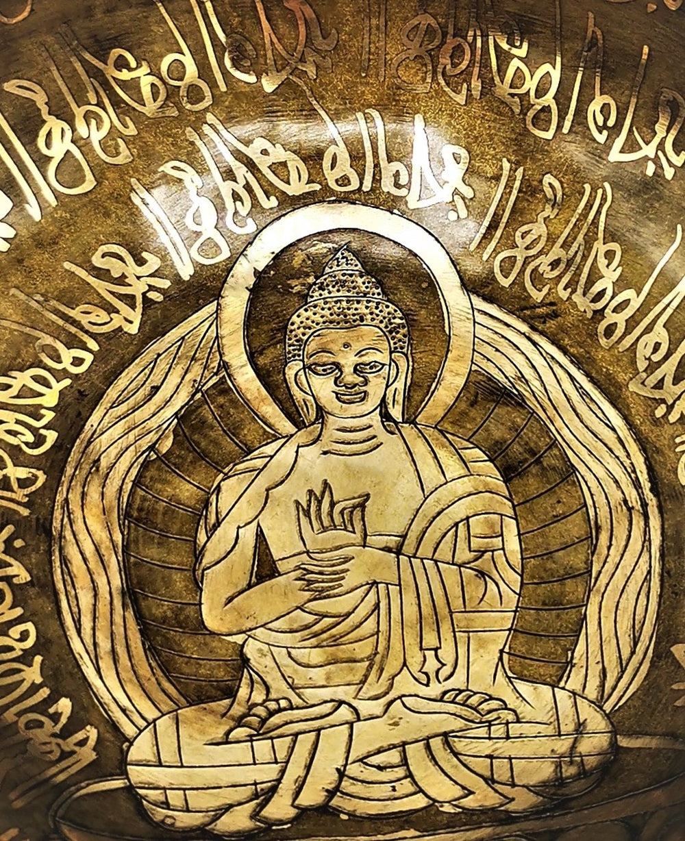 Singing bowl Buddha engraved ø 13.5cm 592g