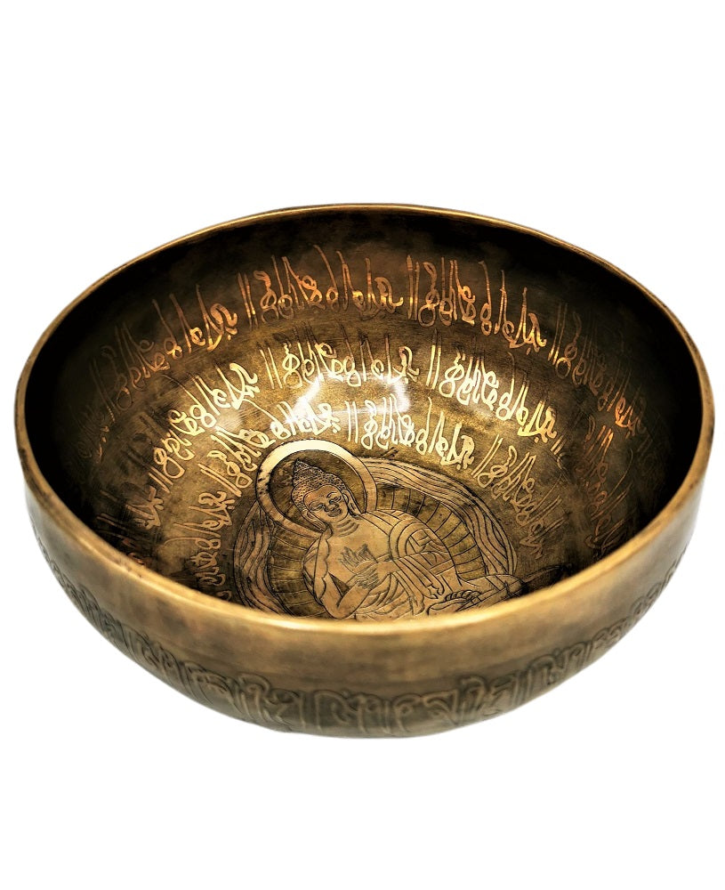 Singing bowl Buddha engraved ø 13.5cm 592g