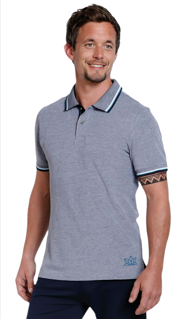 Polo shirt dark blue melange