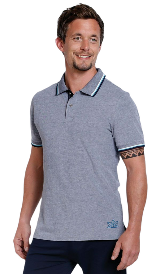 Polo shirt dark blue melange