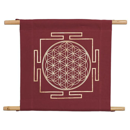 Wall hanging flower of life maroon