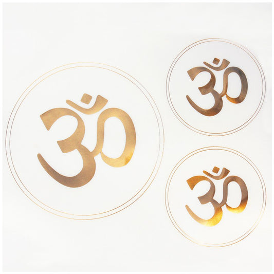 OM sticker set, 1x8cm & 2x5cm, adhesive