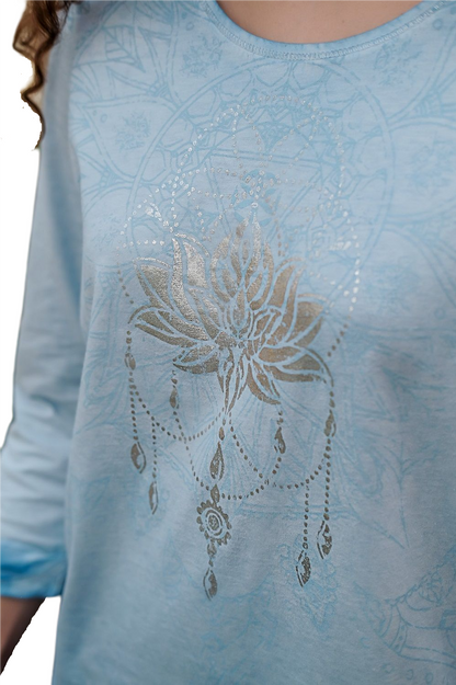 Shirt 3/4 Peaceful Lotus - Blue/Silver