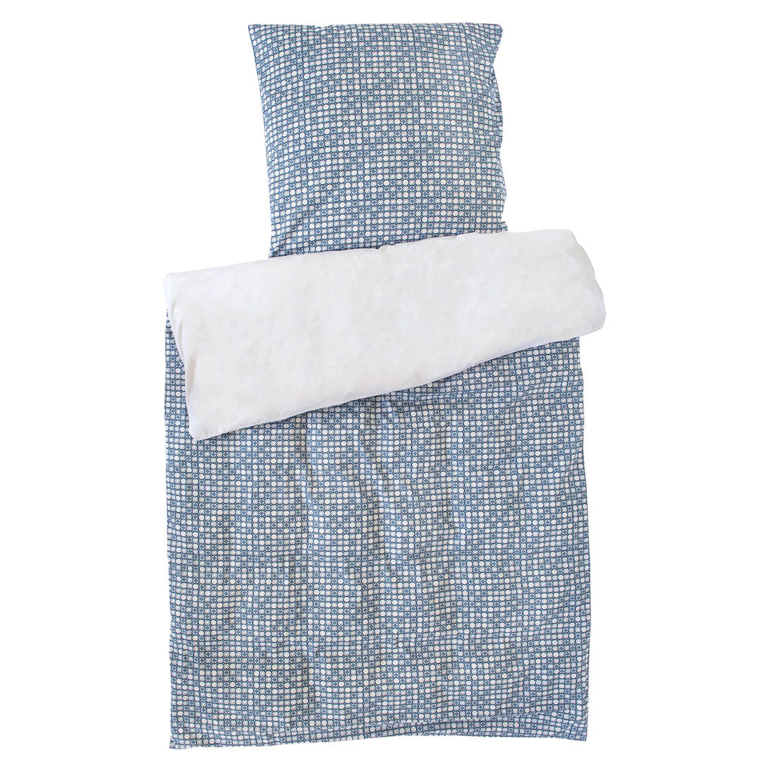 Cotton sateen bed linen white blue