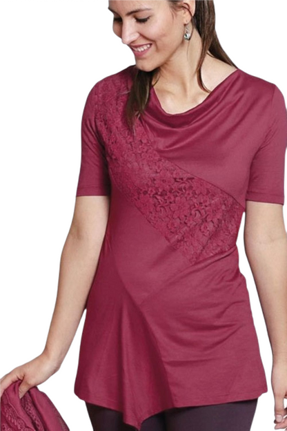 Short-sleeved tunic rose red