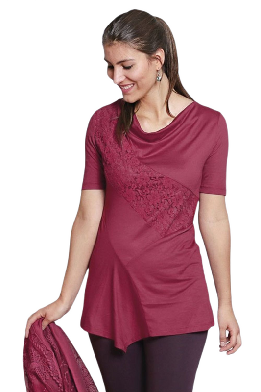 Short-sleeved tunic rose red