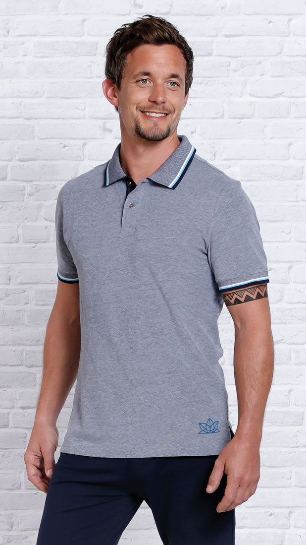 Polo shirt dark blue melange