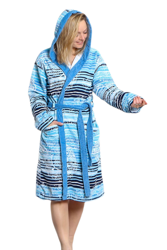 Organic cotton bathrobe - azure/blue