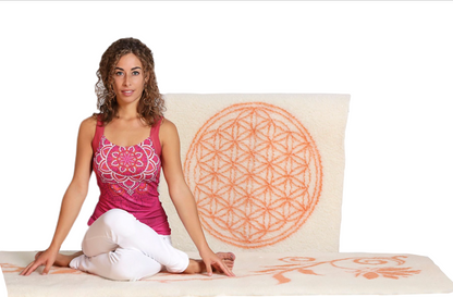 Yoga mat made of new wool flower of life 85x198cm