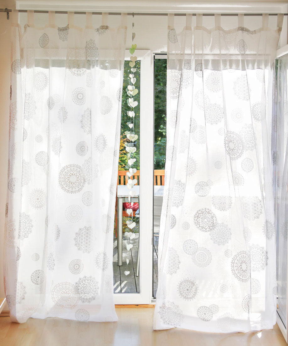 Mira - curtains white/printed