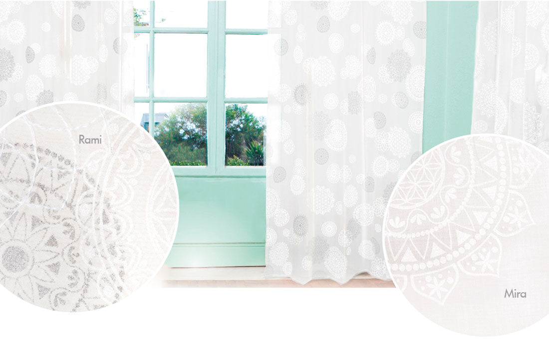Mira - curtains white/printed