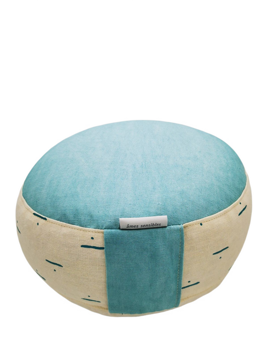 Meditation cushion round, natural turquoise 30x16cm