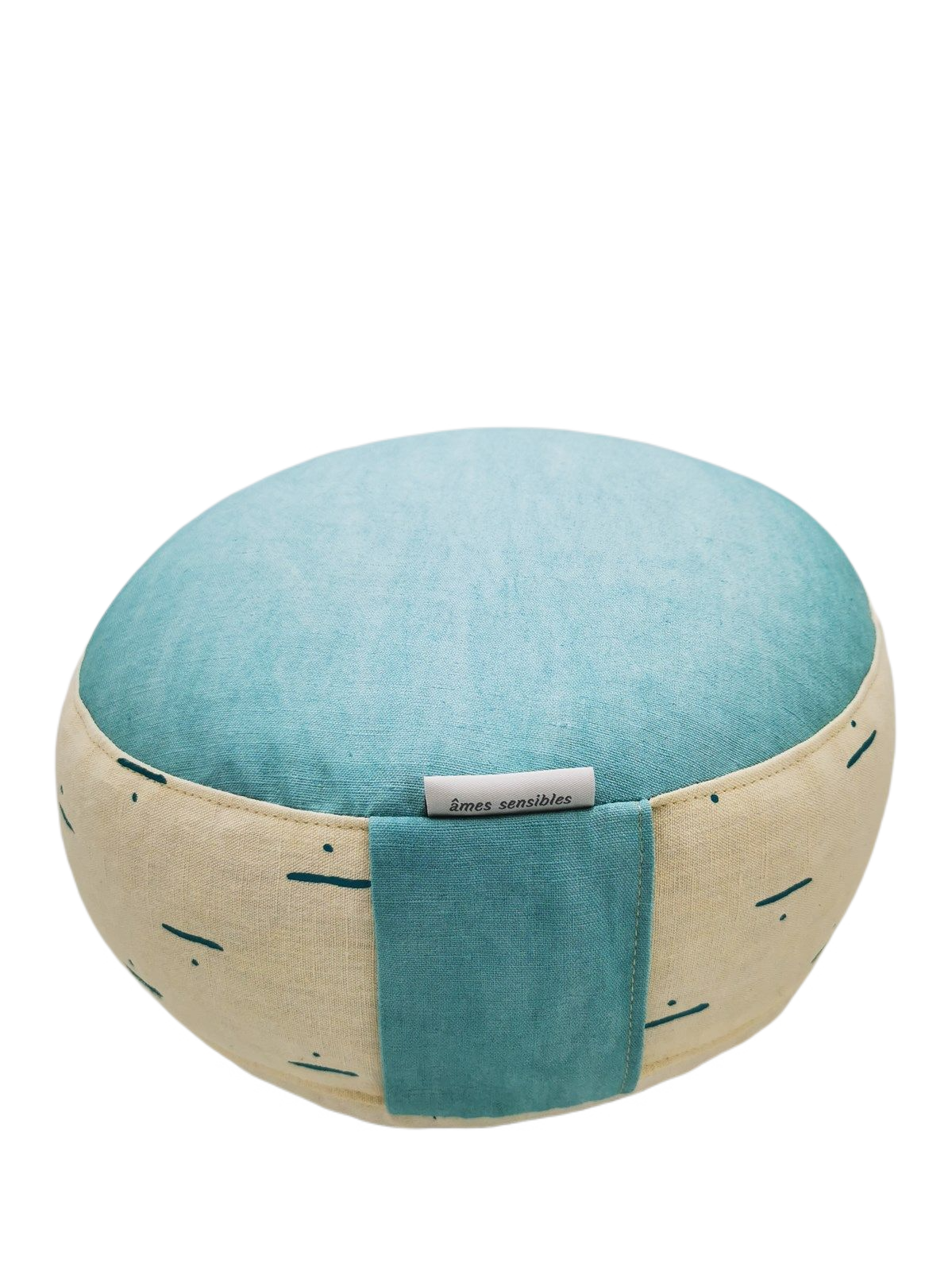 Meditation cushion round, natural turquoise 30x16cm