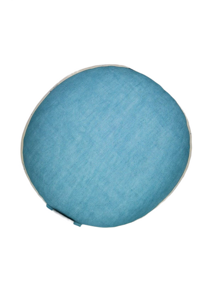 Meditation cushion round, natural turquoise 30x16cm