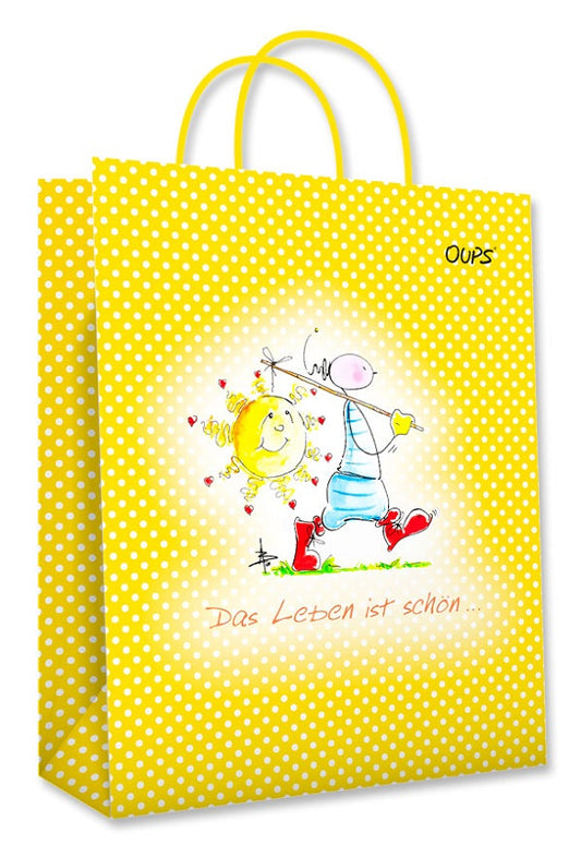 OUPS gift bag large Yellow - Life is beautiful