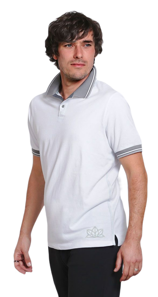 Polo shirt white-light grey