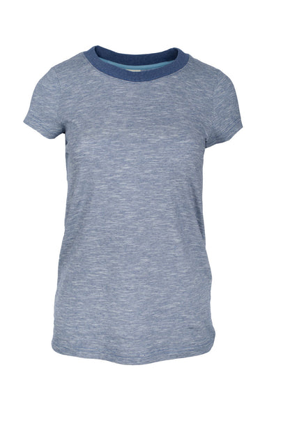 T-shirt (dark blue striped) round collar