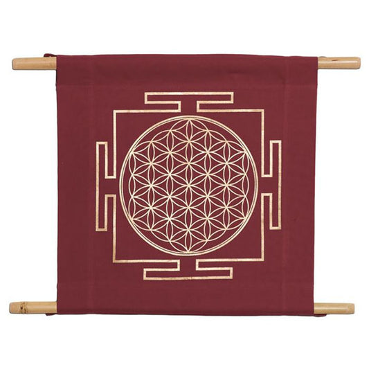 Wall hanging flower of life maroon