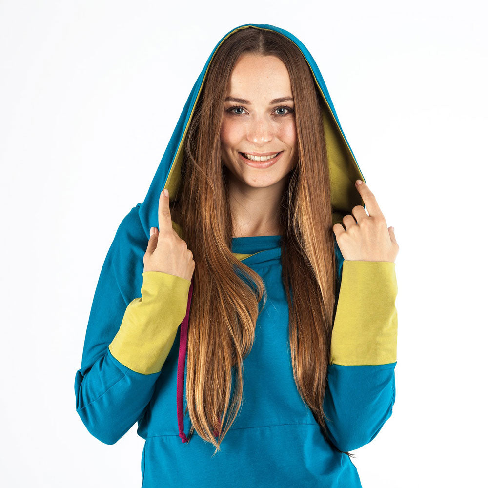 Casmia shirt with hood turquoise/green