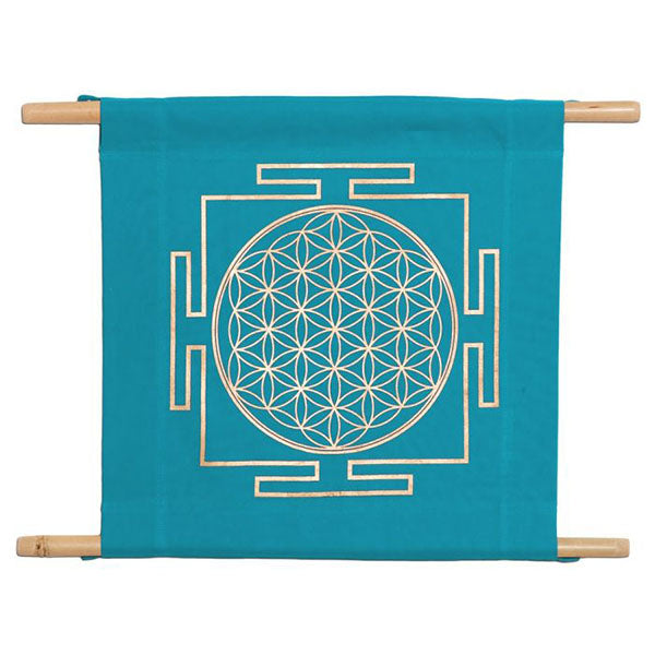 Wall hanging flower of life turquoise